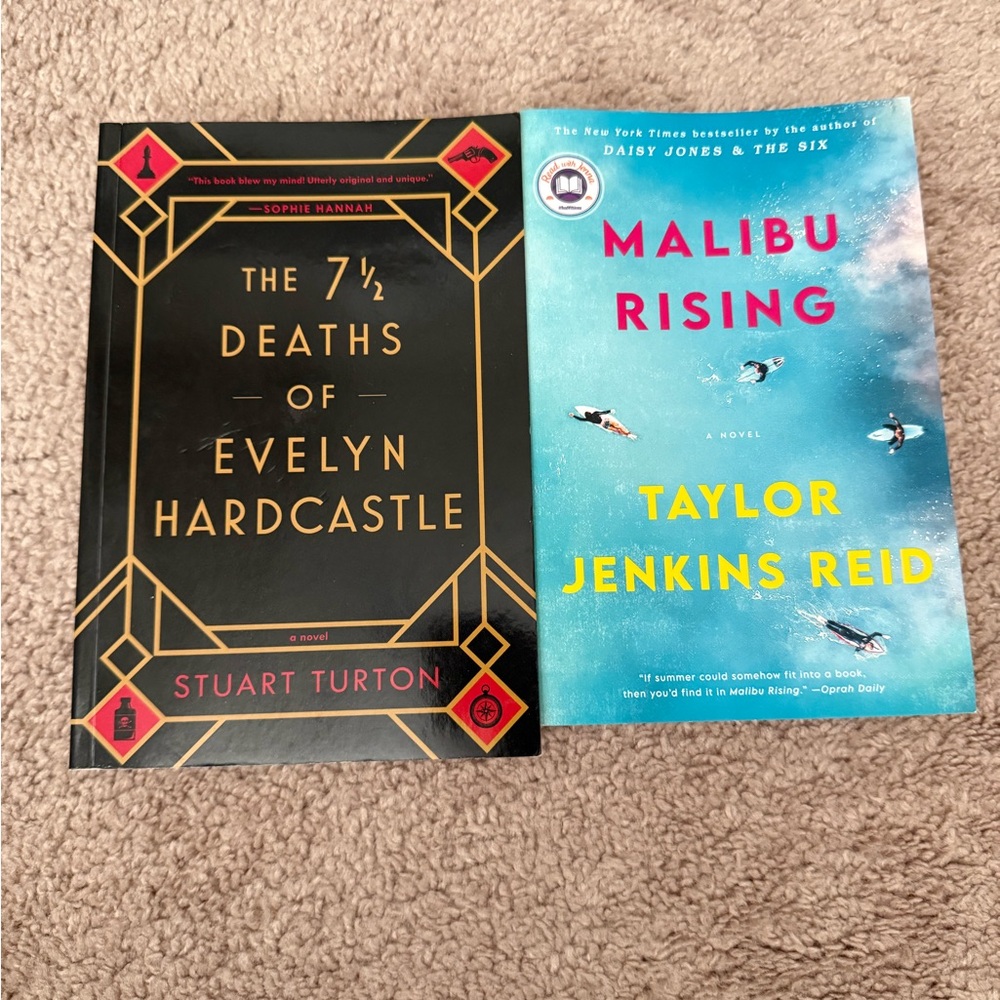 The 7 1/2 Deaths of Evelyn Hardcastle and Malibu Rising Books
